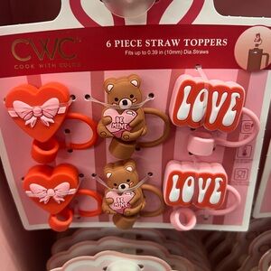 CWC Valentine's Straw Toppers Set - Red, Pink, Brown